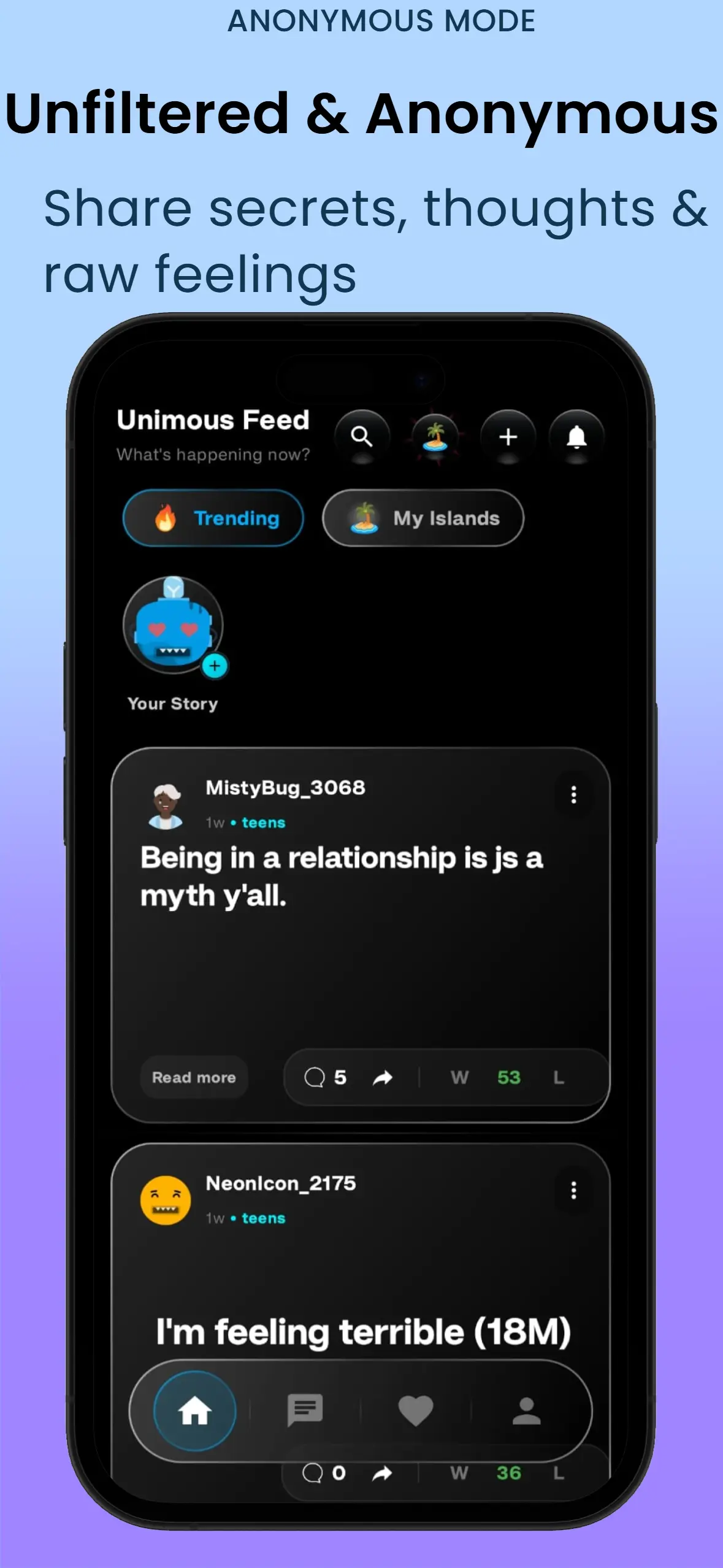 Unimous Anonymous Feed Screenshot